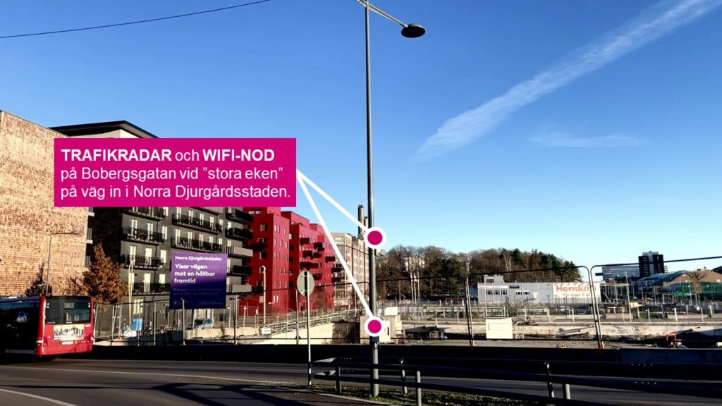 Trafikradar och WiFi-nod, Norra Djurgårdsstaden.